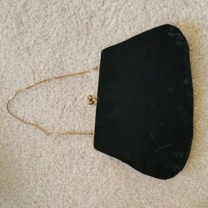 Vintage Morris Moskowitz Black Velvet Evening Clutch Purse